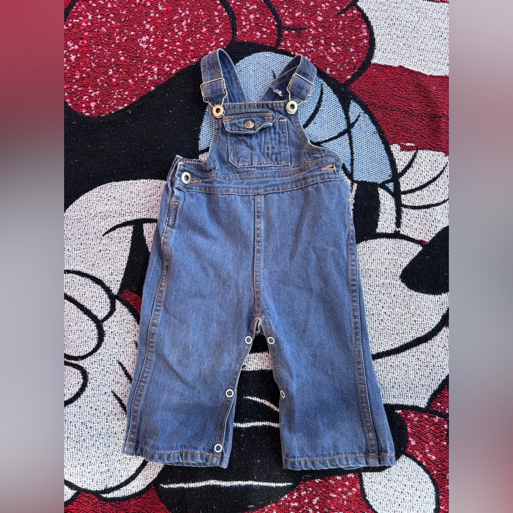 VINTAGE KMART 100% COTTON SNAP POCKET OVERALLS KIDS SIZE 12 MONTHS ADORABLE